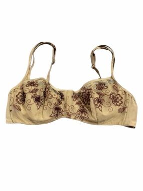 90s Y2K Vintage Victoria’s Secret Floral Embroidered Mesh Bra (Tan/Brown) 34C